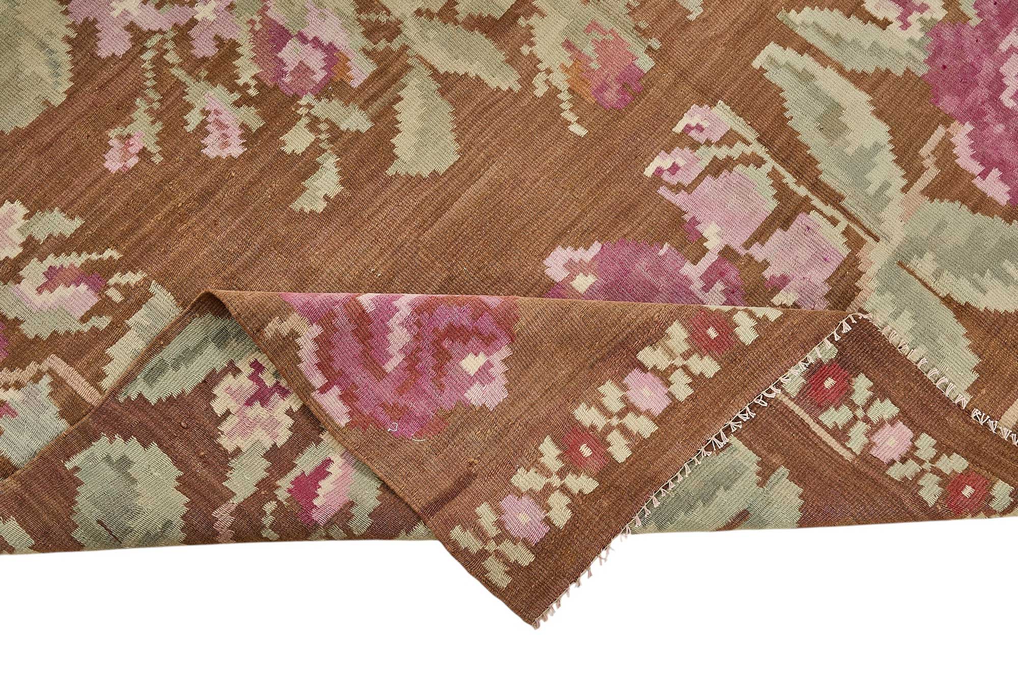 5x8 Brown Vintage Moldovan Kilim Rug - 51346