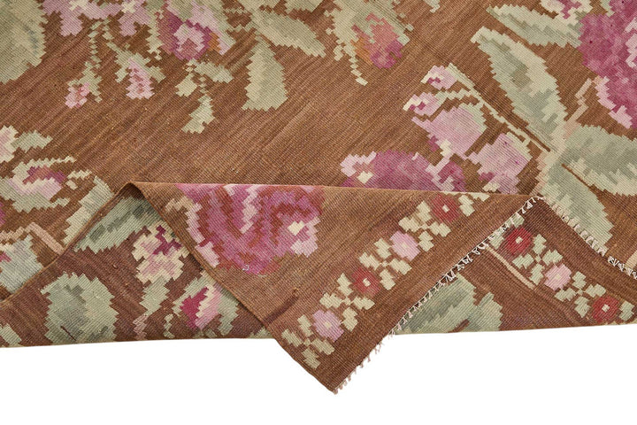 5x8 Brown Vintage Moldovan Kilim Rug - 51346