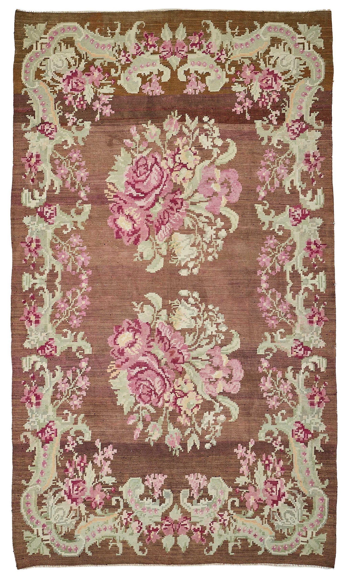 6x10 Brown Vintage Moldovan Kilim Rug - 51347