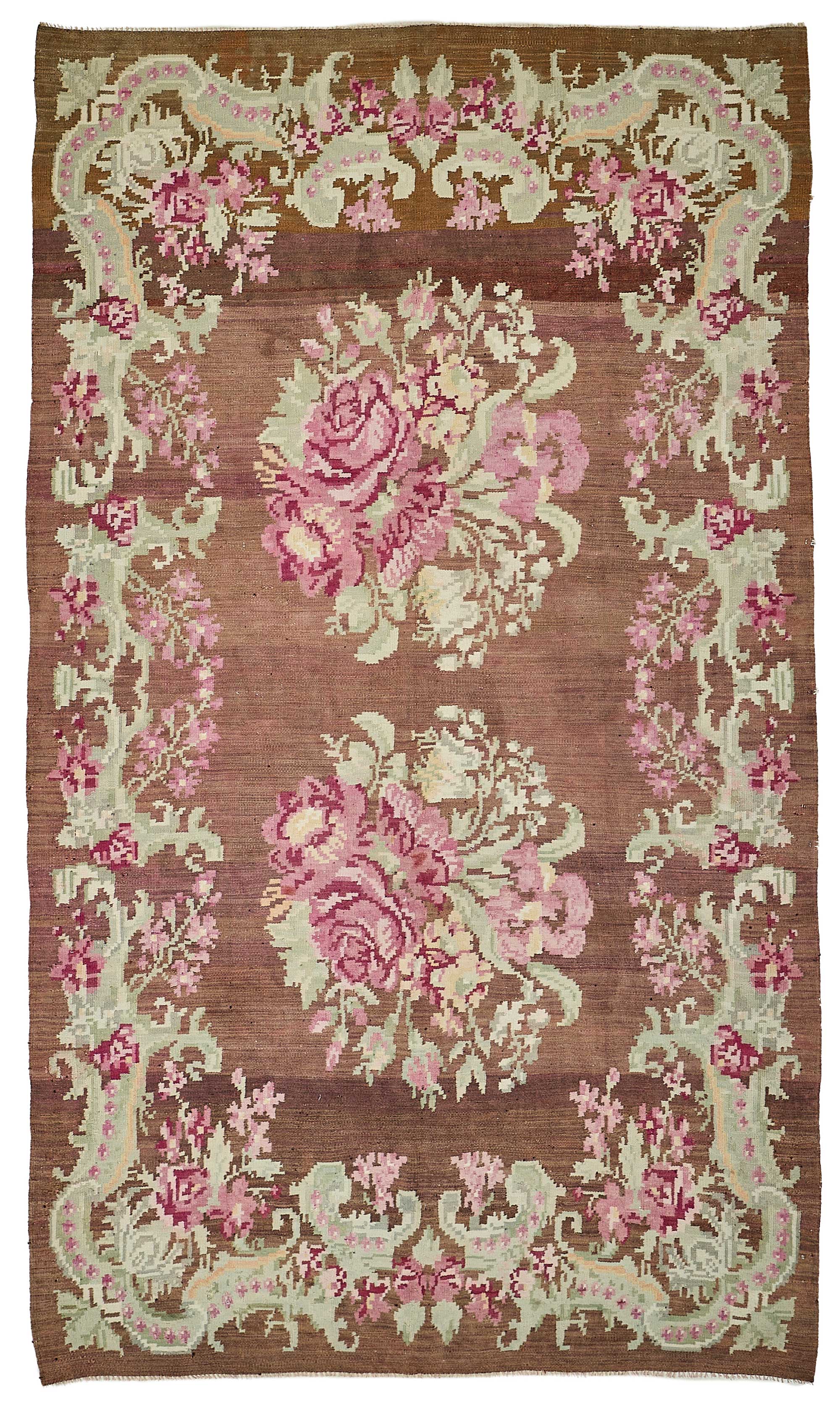 6x10 Brown Vintage Moldovan Kilim Rug - 51347