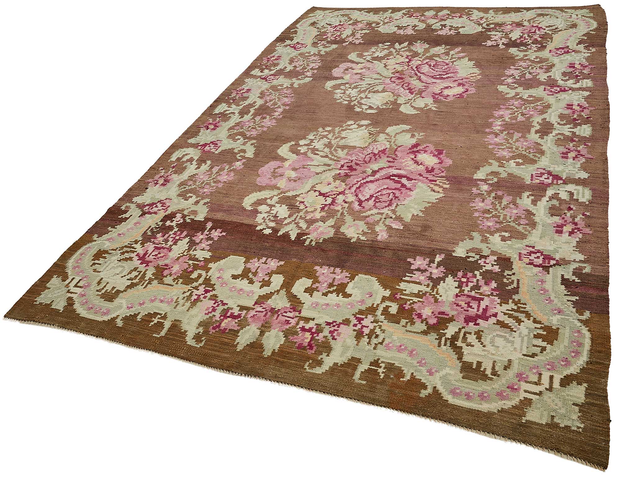 6x10 Brown Vintage Moldovan Kilim Rug - 51347