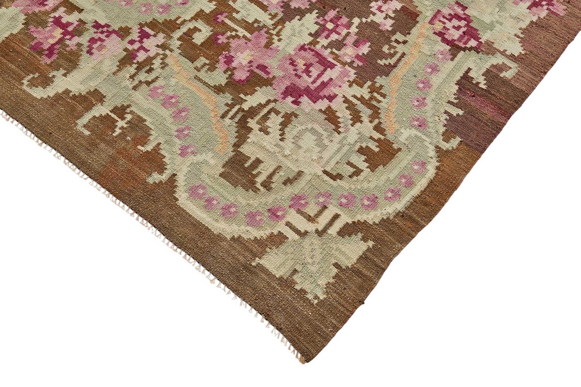 6x10 Brown Vintage Moldovan Kilim Rug - 51347