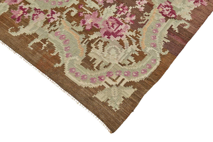 6x10 Brown Vintage Moldovan Kilim Rug - 51347