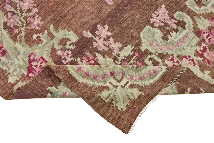 6x10 Brown Vintage Moldovan Kilim Rug - 51347