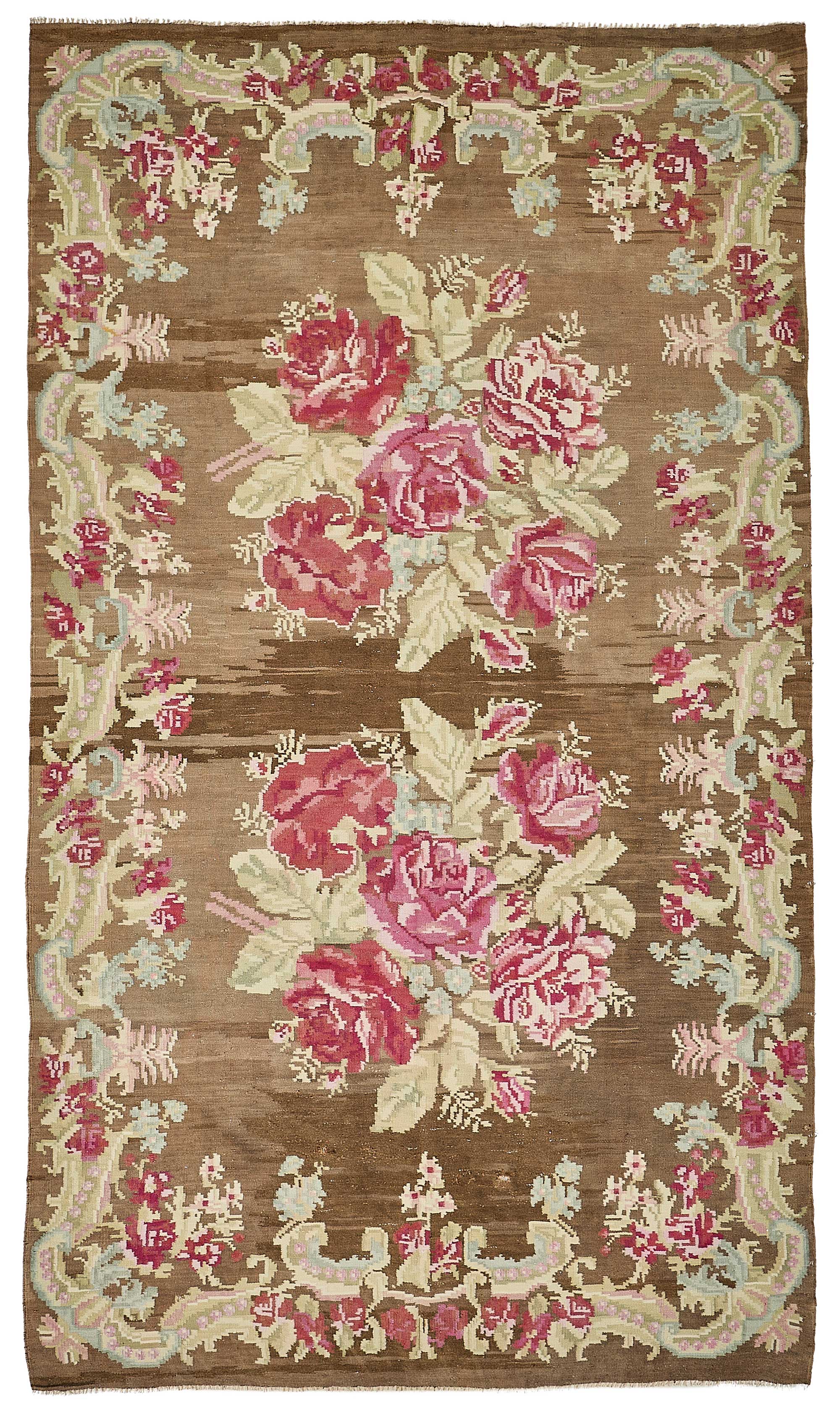 6x11 Brown Vintage Moldovan Kilim Rug - 51348