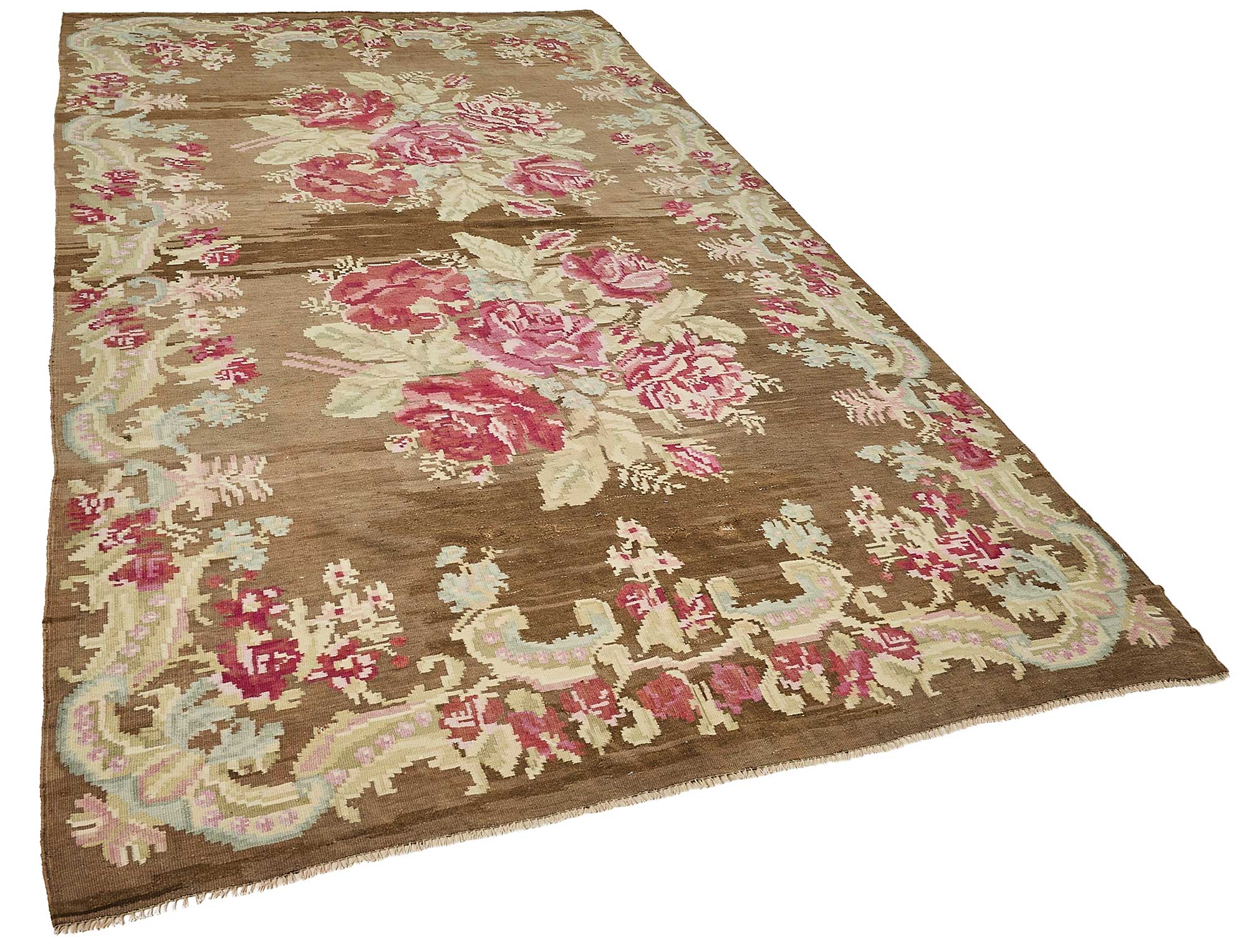 6x11 Brown Vintage Moldovan Kilim Rug - 51348