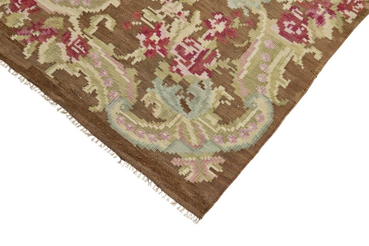 6x11 Brown Vintage Moldovan Kilim Rug - 51348
