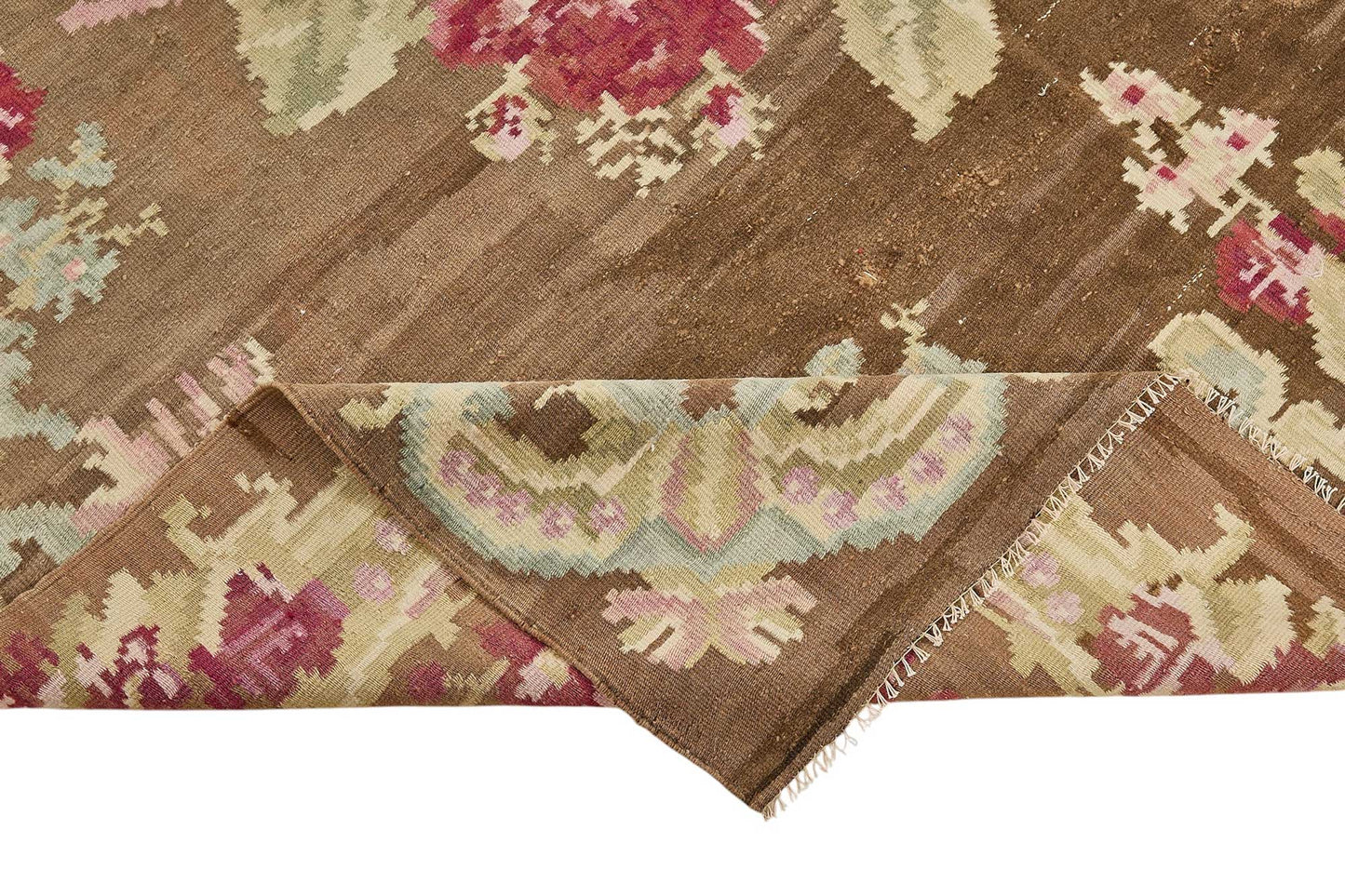 6x11 Brown Vintage Moldovan Kilim Rug - 51348