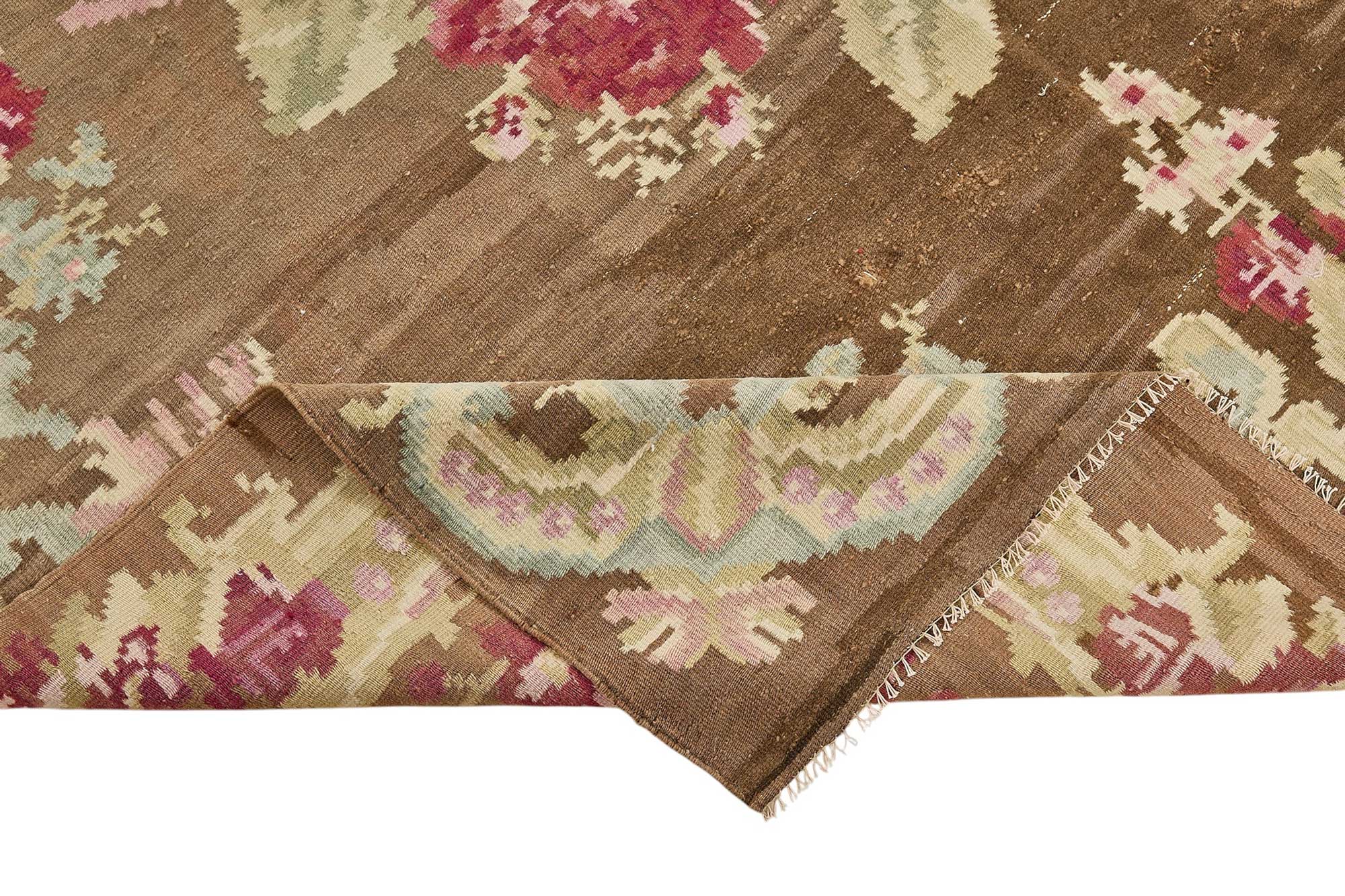 6x11 Brown Vintage Moldovan Kilim Rug - 51348