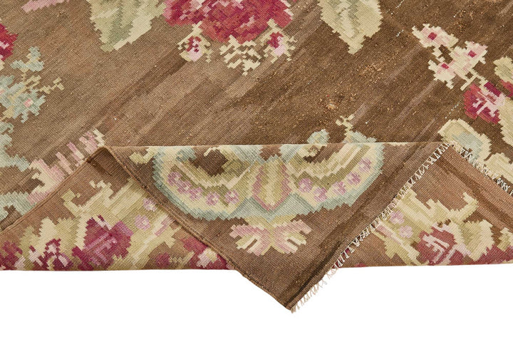 6x11 Brown Vintage Moldovan Kilim Rug - 51348