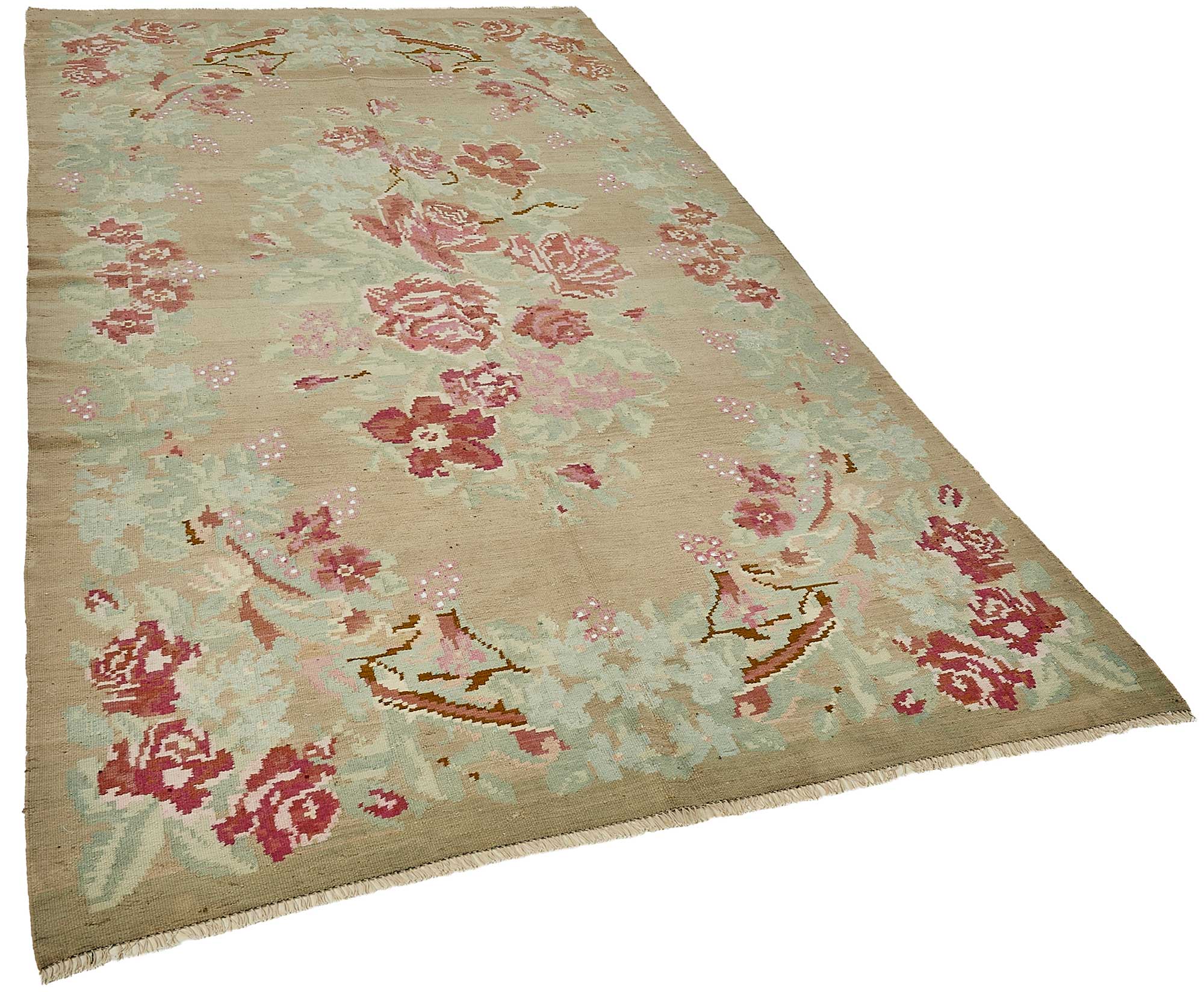 5x9 Brown Vintage Moldovan Kilim Rug - 51349