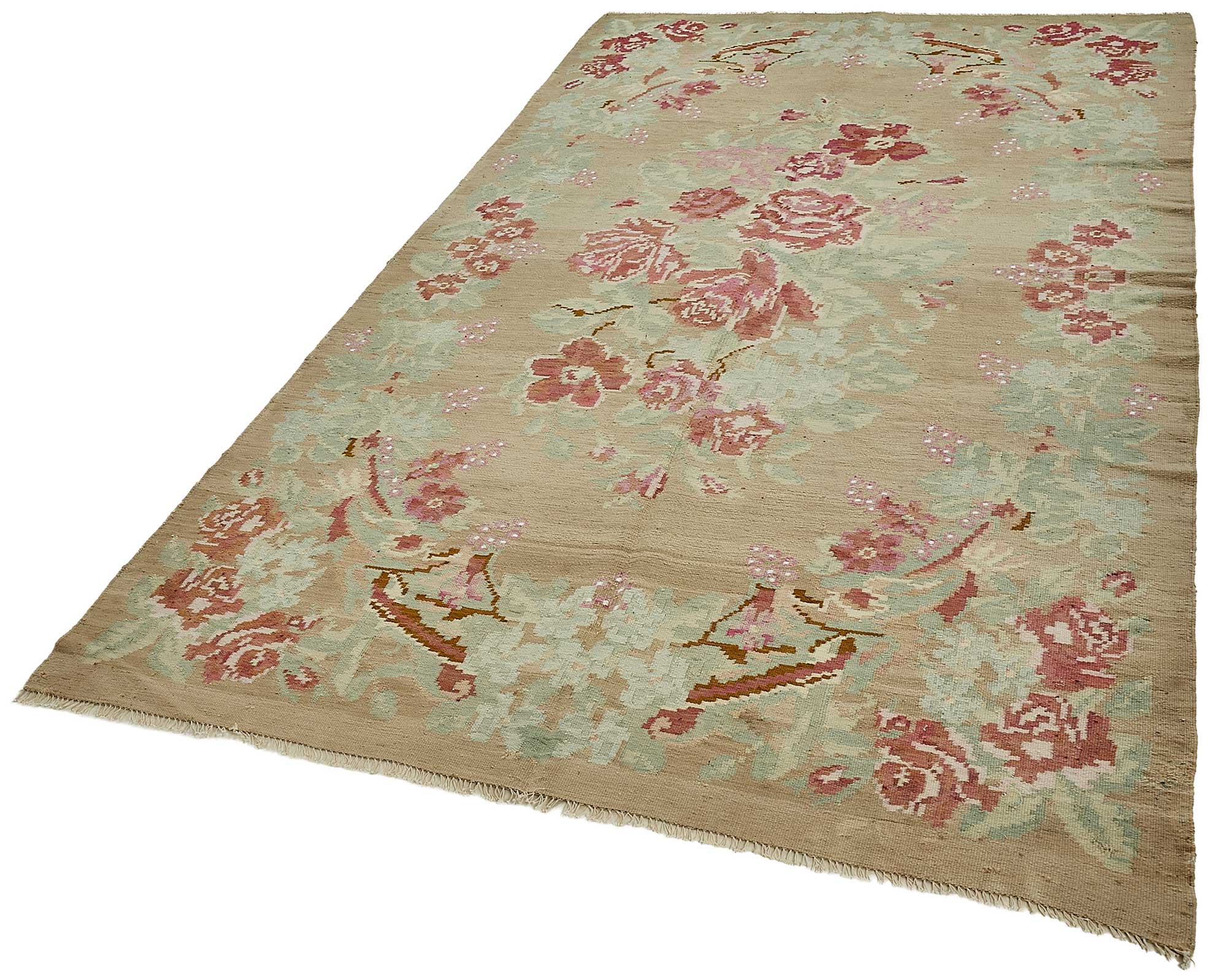 5x9 Brown Vintage Moldovan Kilim Rug - 51349