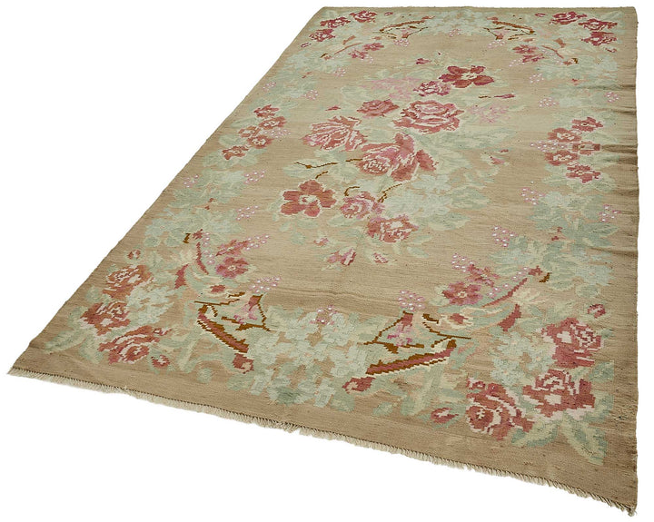 5x9 Brown Vintage Moldovan Kilim Rug - 51349