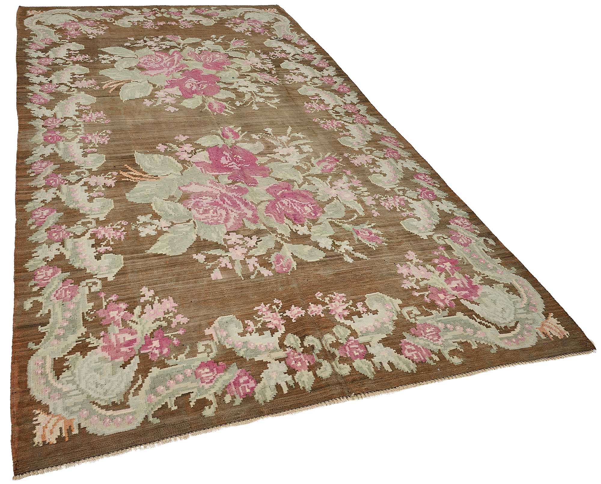 5x10 Brown Vintage Moldovan Kilim Rug - 51350