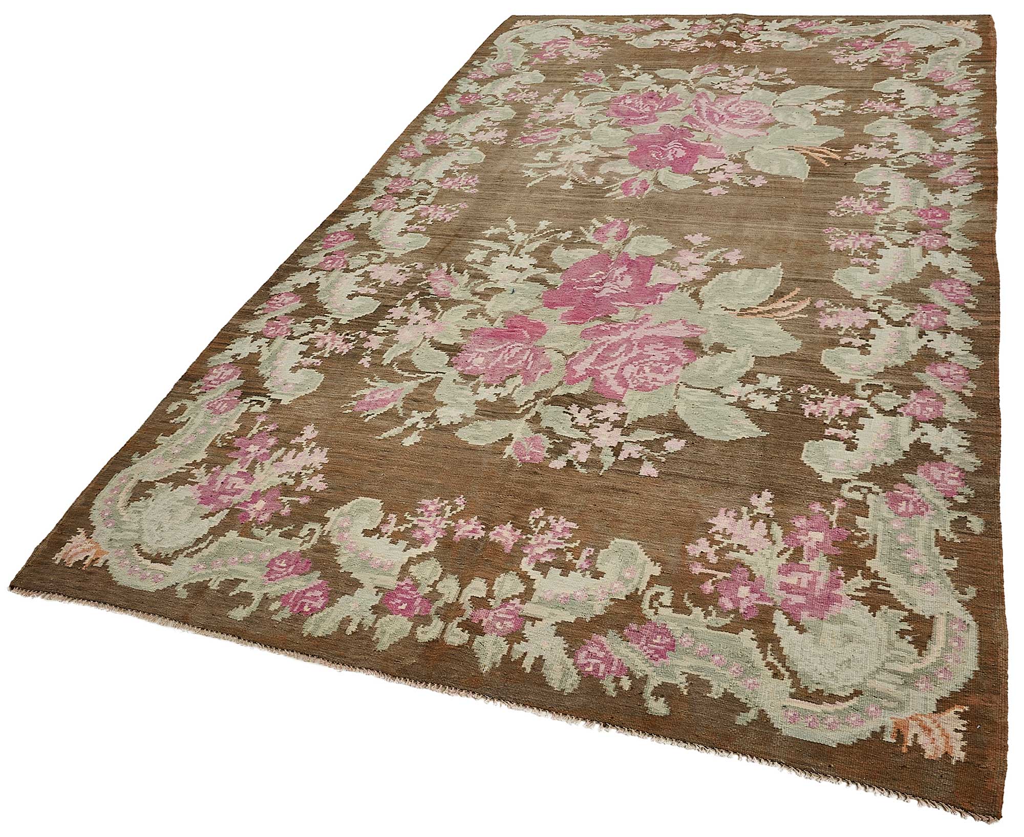 5x10 Brown Vintage Moldovan Kilim Rug - 51350
