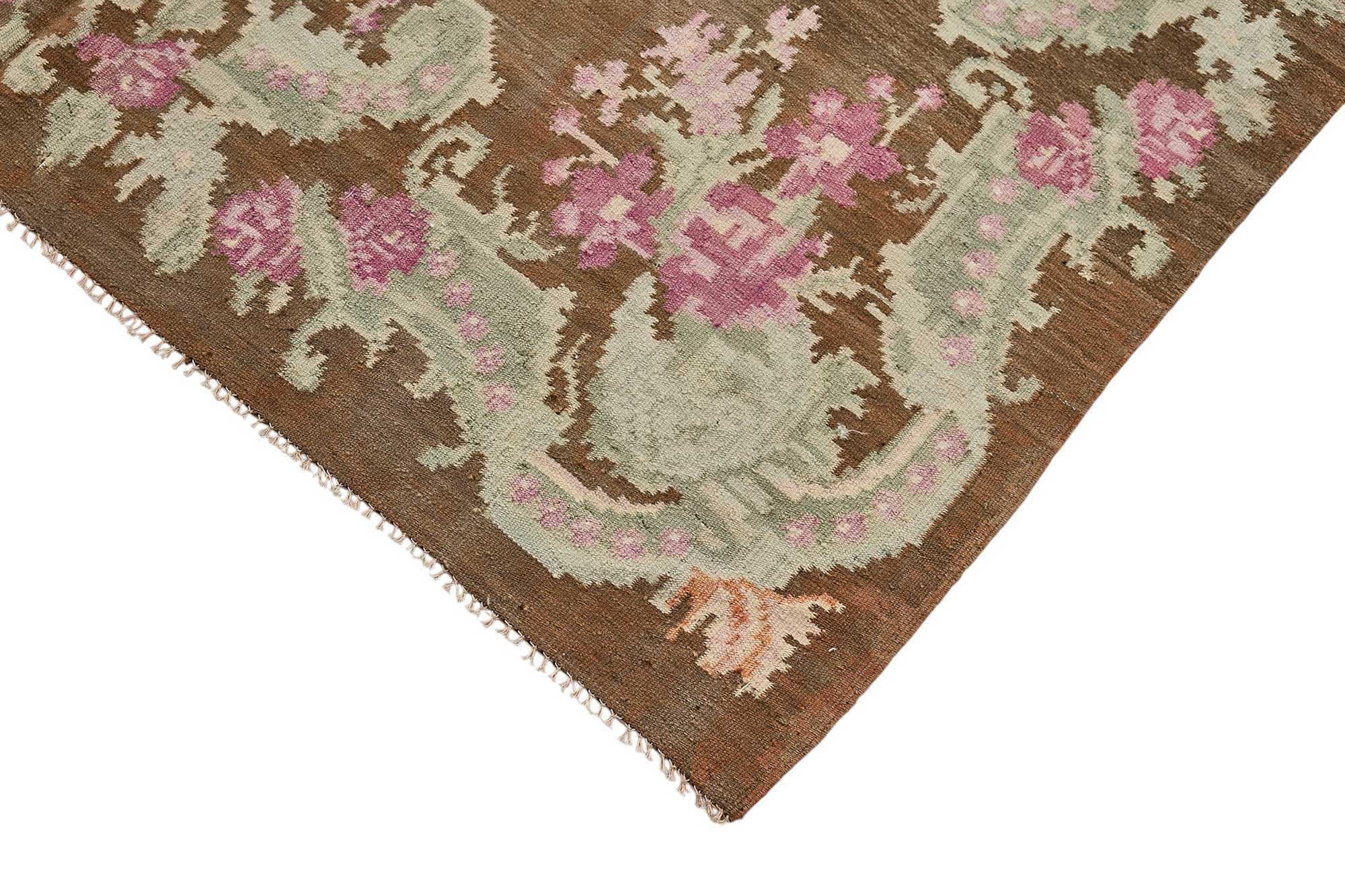 5x10 Brown Vintage Moldovan Kilim Rug - 51350