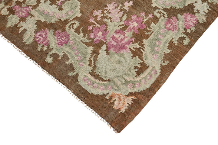 5x10 Brown Vintage Moldovan Kilim Rug - 51350