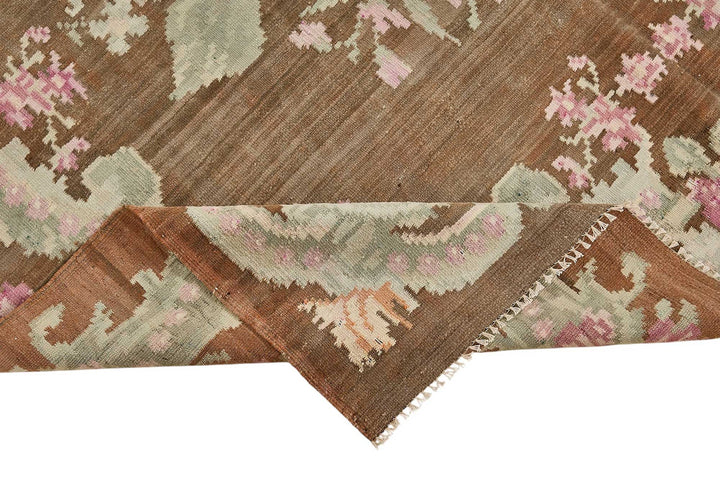 5x10 Brown Vintage Moldovan Kilim Rug - 51350
