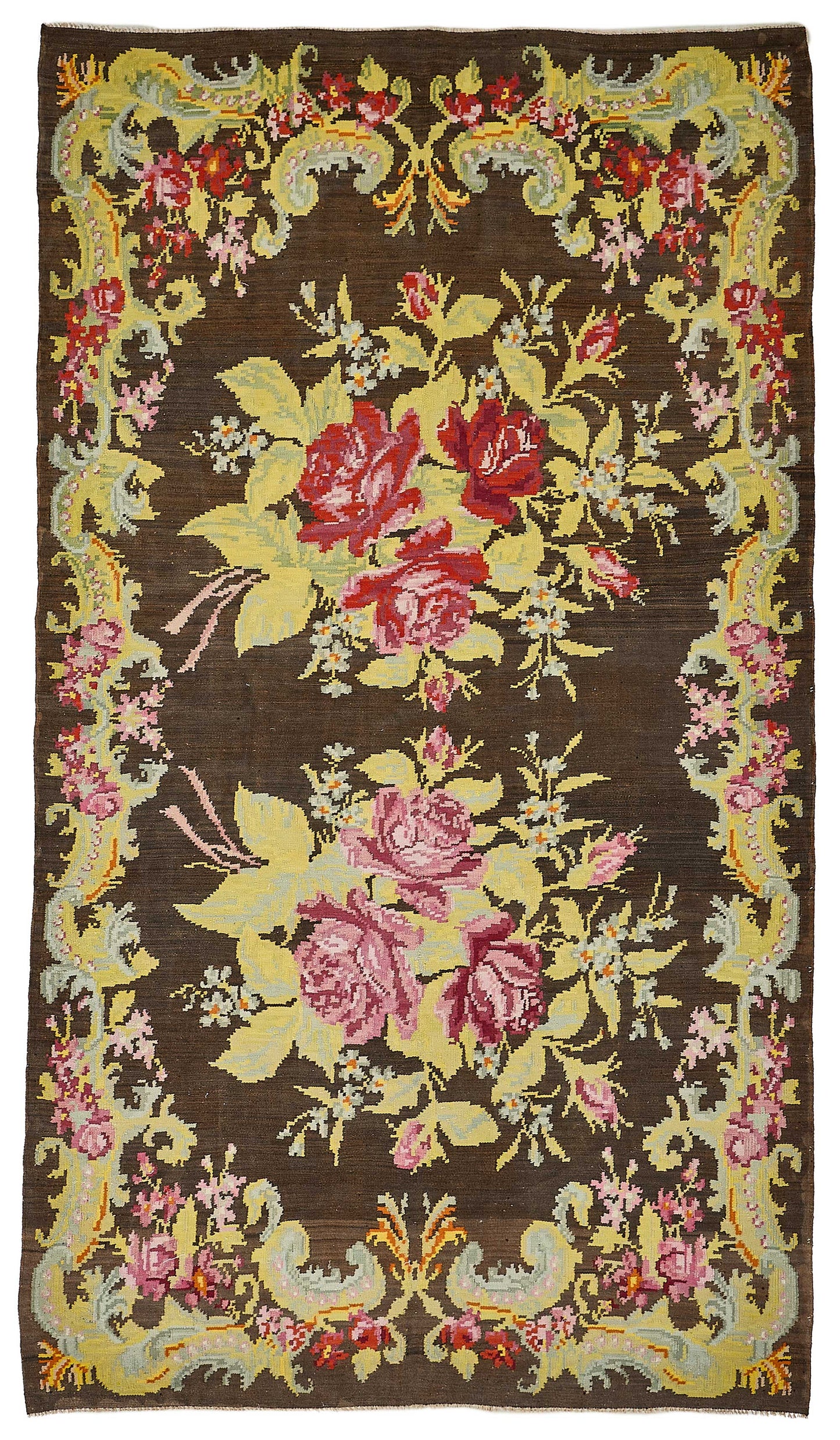 6x11 Brown Vintage Moldovan Kilim Rug - 51351