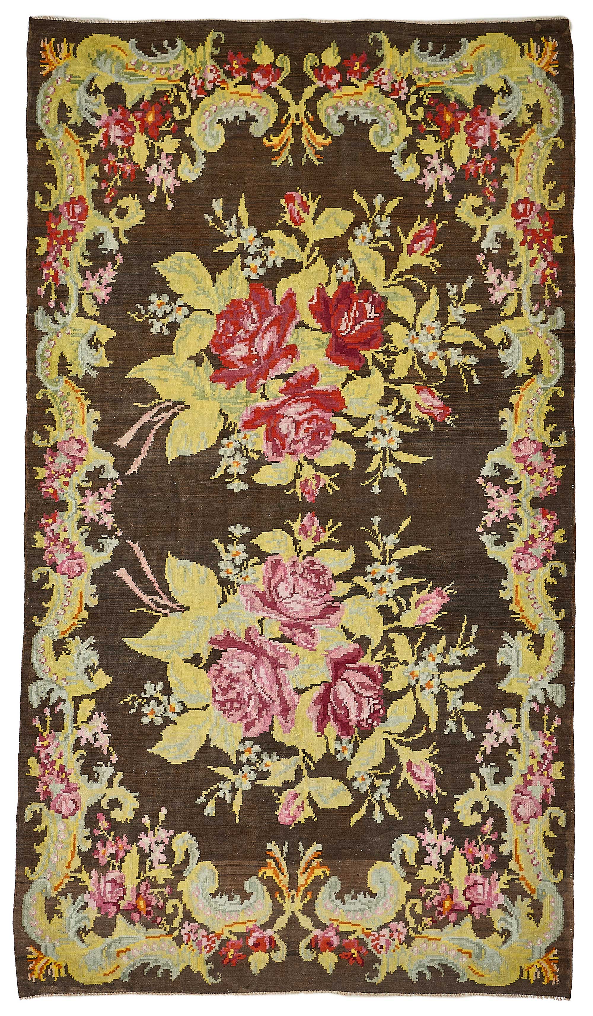 6x11 Brown Vintage Moldovan Kilim Rug - 51351