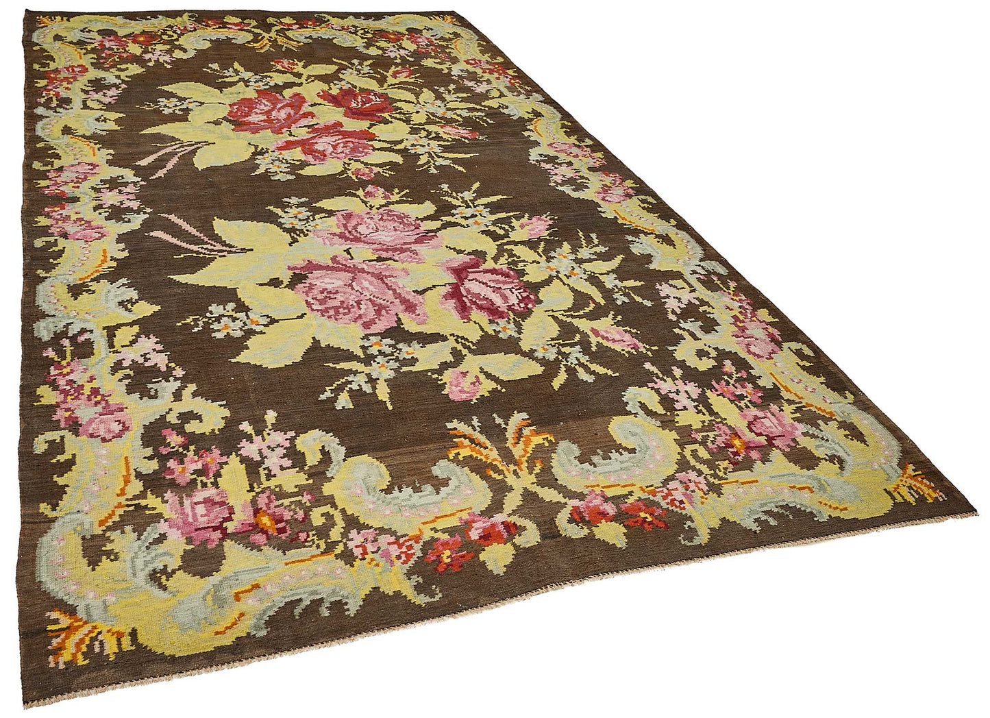 6x11 Brown Vintage Moldovan Kilim Rug - 51351