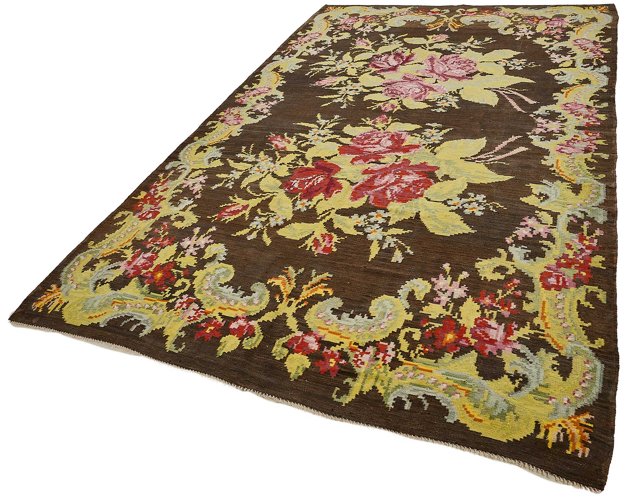 6x11 Brown Vintage Moldovan Kilim Rug - 51351