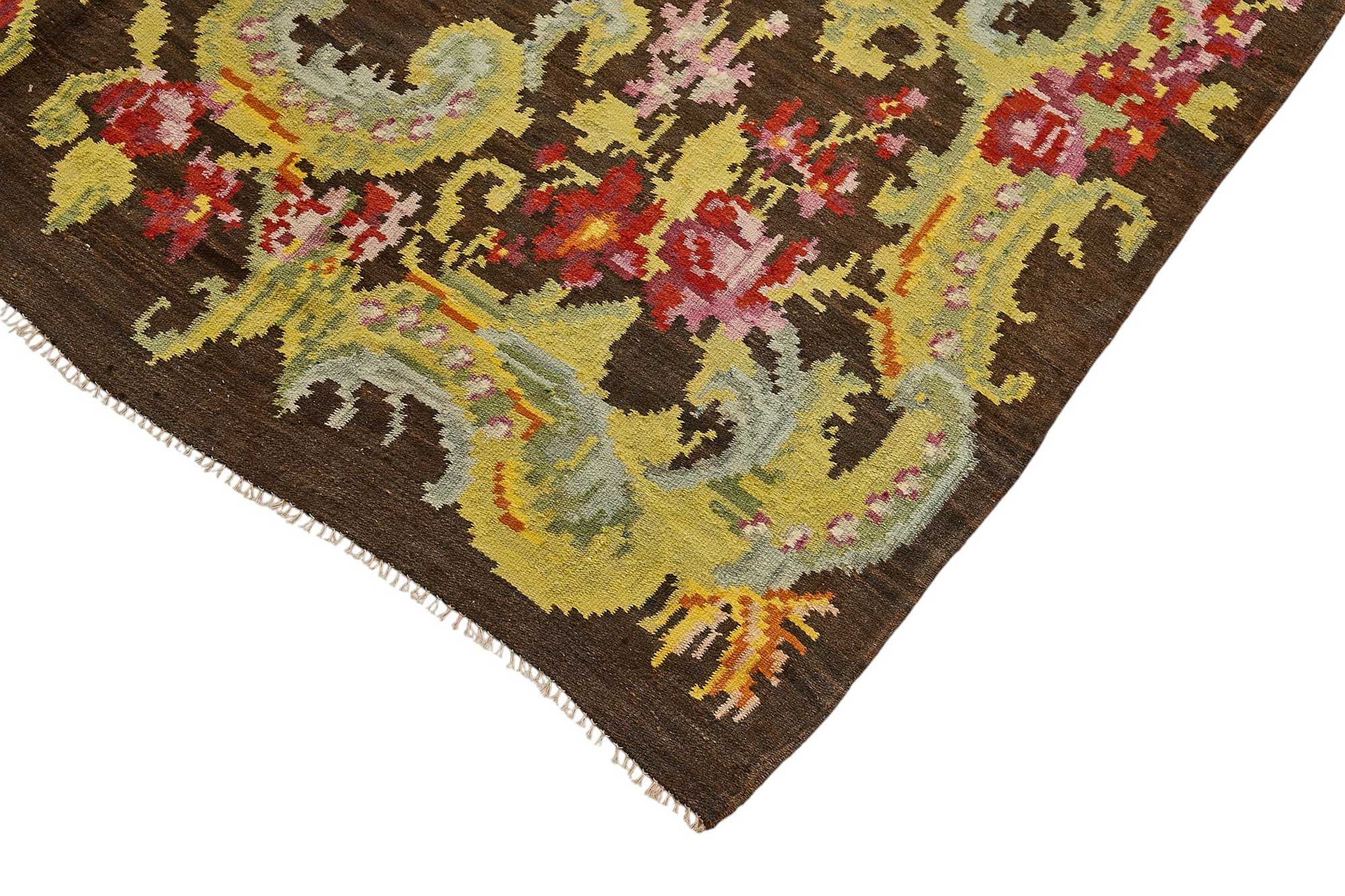 6x11 Brown Vintage Moldovan Kilim Rug - 51351