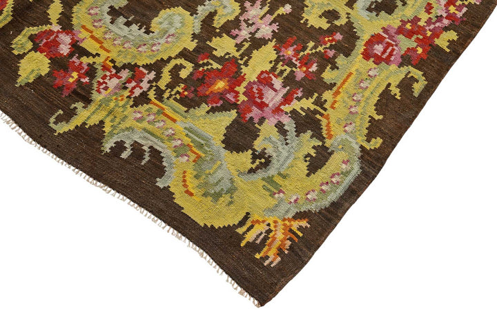 6x11 Brown Vintage Moldovan Kilim Rug - 51351