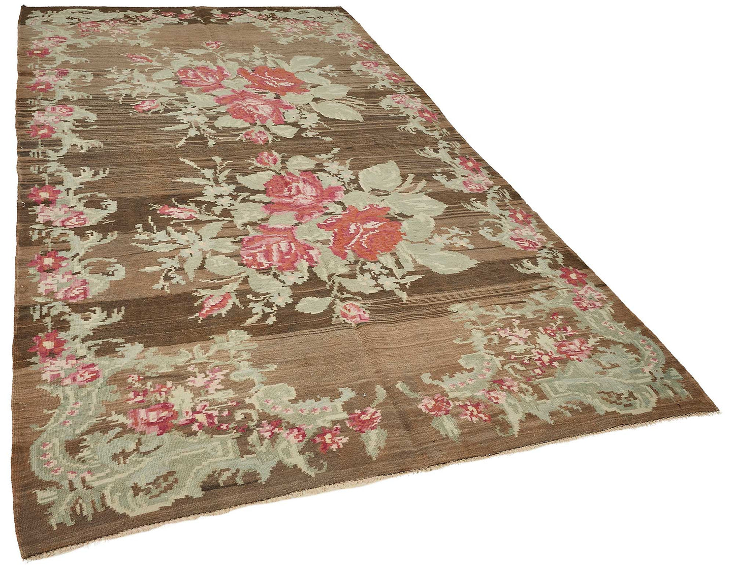 6x10 Brown Vintage Moldovan Kilim Rug - 51352