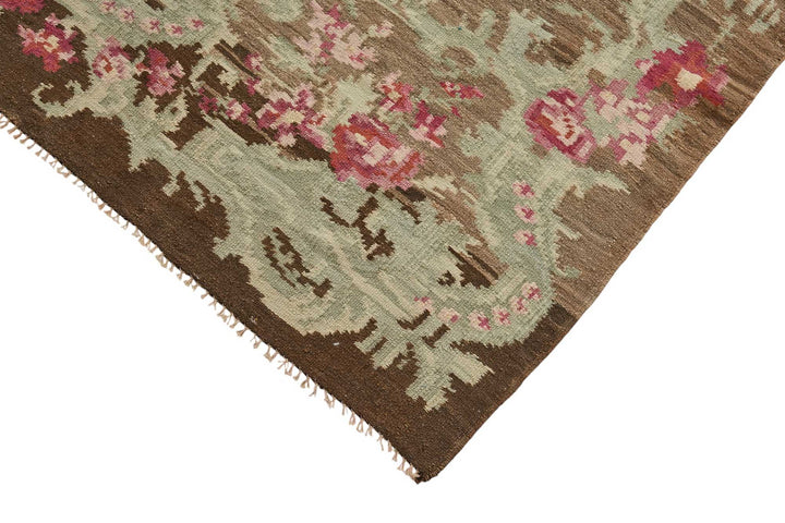 6x10 Brown Vintage Moldovan Kilim Rug - 51352