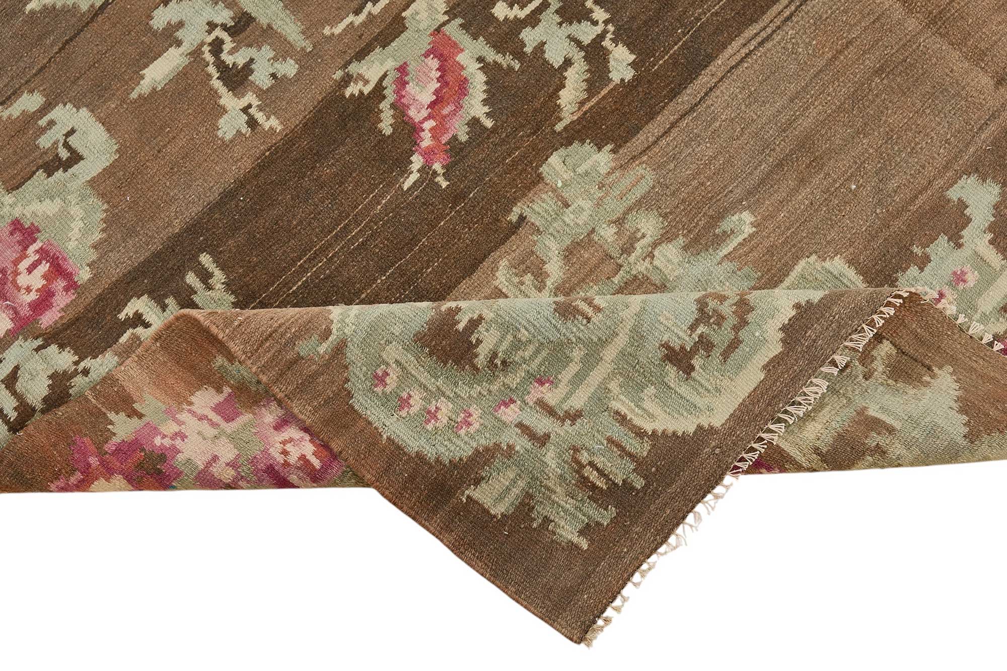 6x10 Brown Vintage Moldovan Kilim Rug - 51352