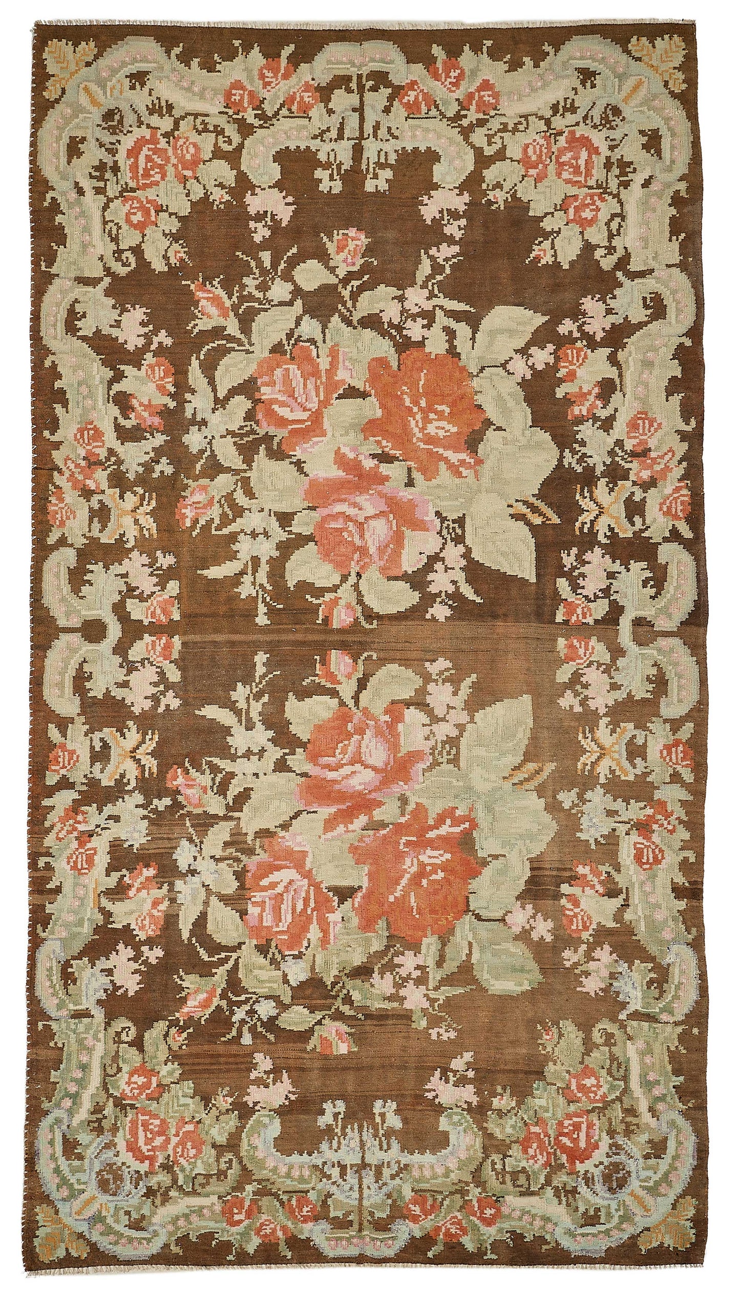 6x11 Brown Vintage Moldovan Kilim Rug - 51353