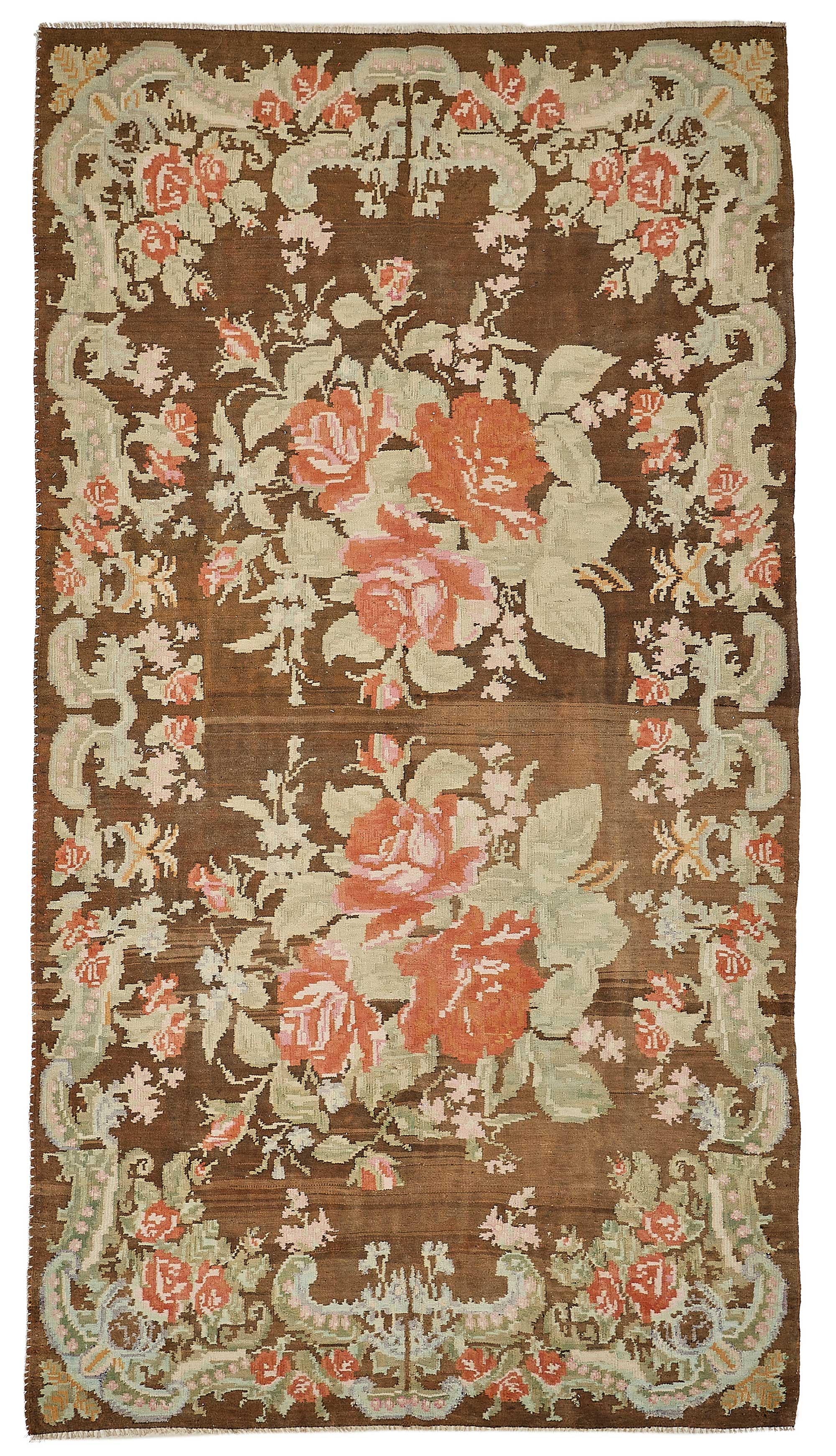 6x11 Brown Vintage Moldovan Kilim Rug - 51353