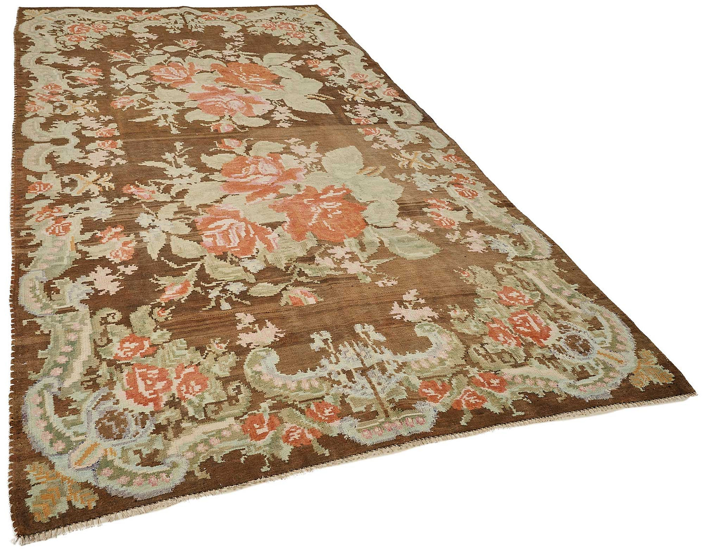 6x11 Brown Vintage Moldovan Kilim Rug - 51353