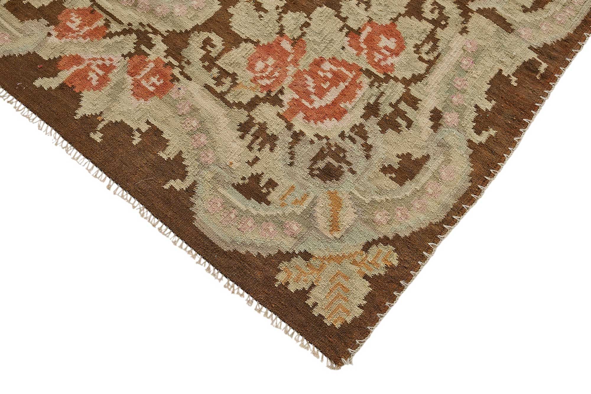 6x11 Brown Vintage Moldovan Kilim Rug - 51353