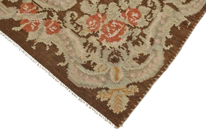 6x11 Brown Vintage Moldovan Kilim Rug - 51353