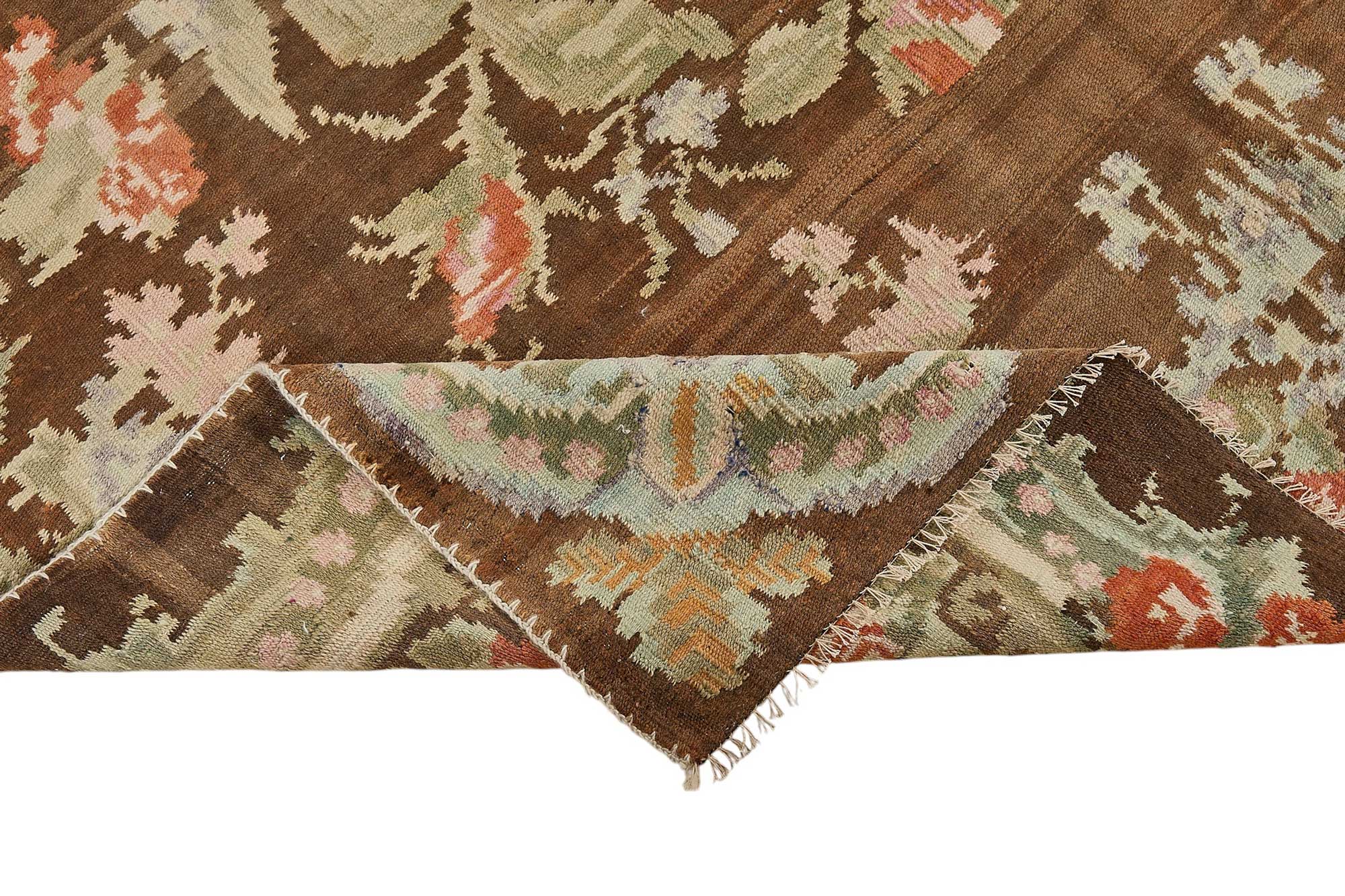 6x11 Brown Vintage Moldovan Kilim Rug - 51353
