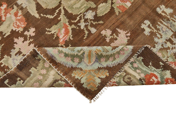6x11 Brown Vintage Moldovan Kilim Rug - 51353
