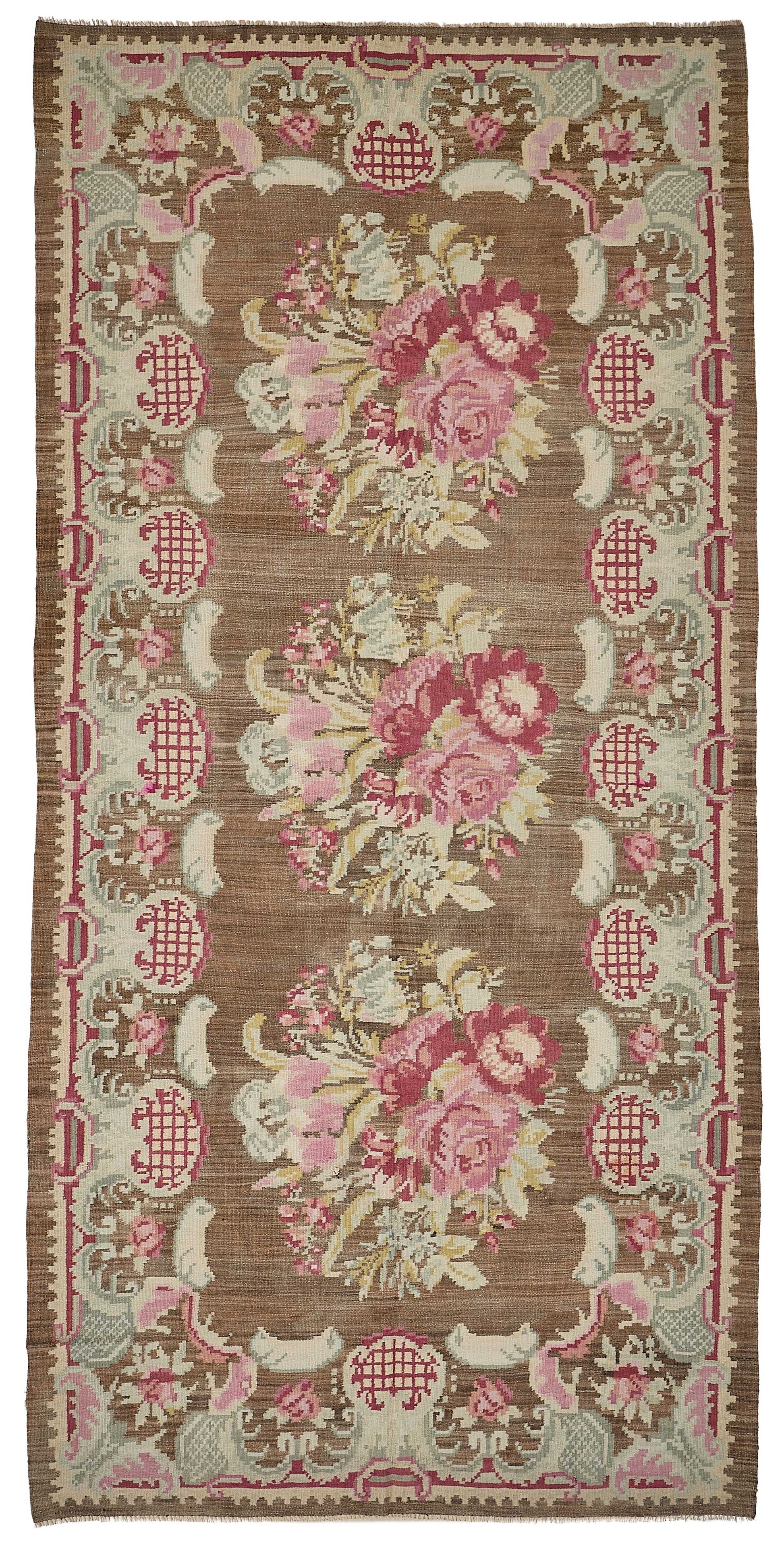 6x12 Brown Vintage Moldovan Kilim Rug - 51354
