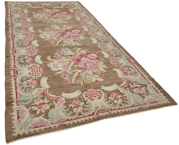 6x12 Brown Vintage Moldovan Kilim Rug - 51354