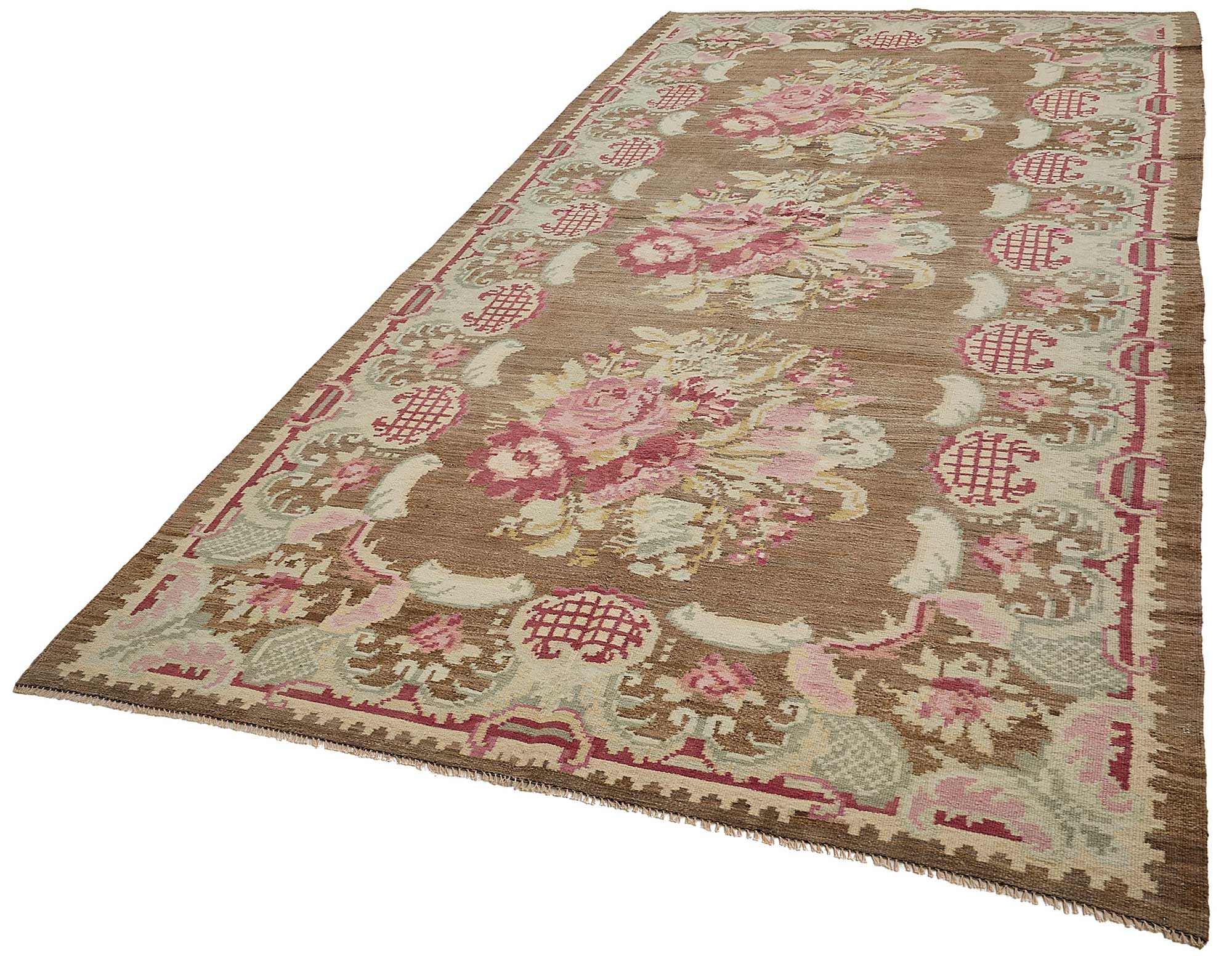 6x12 Brown Vintage Moldovan Kilim Rug - 51354