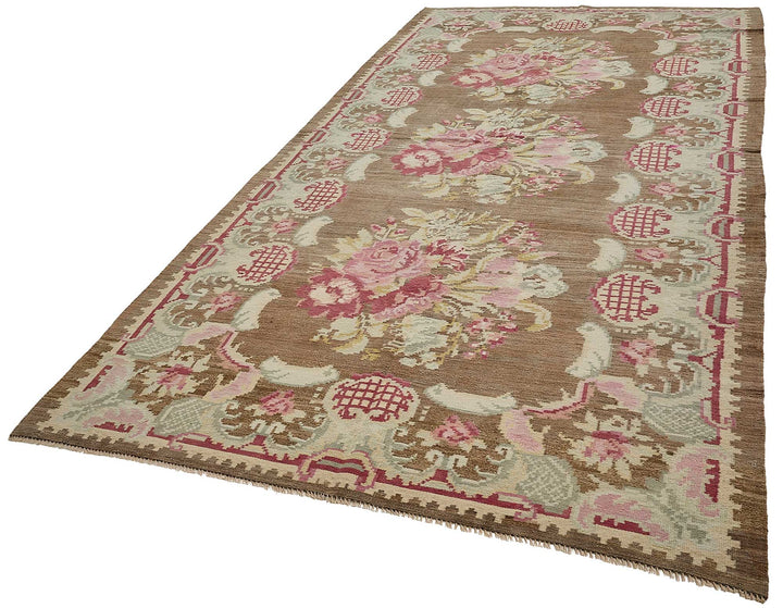 6x12 Brown Vintage Moldovan Kilim Rug - 51354