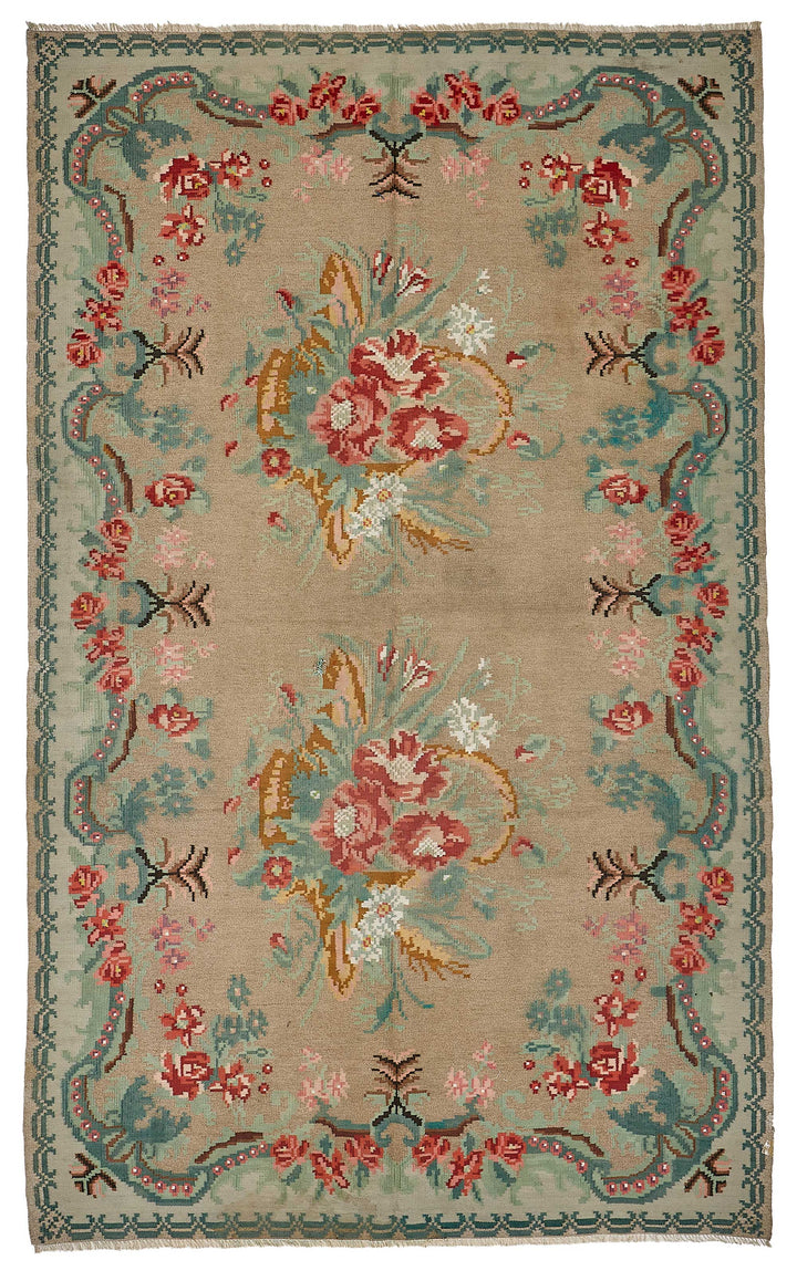 6x10 Beige Vintage Moldovan Kilim Rug - 51355
