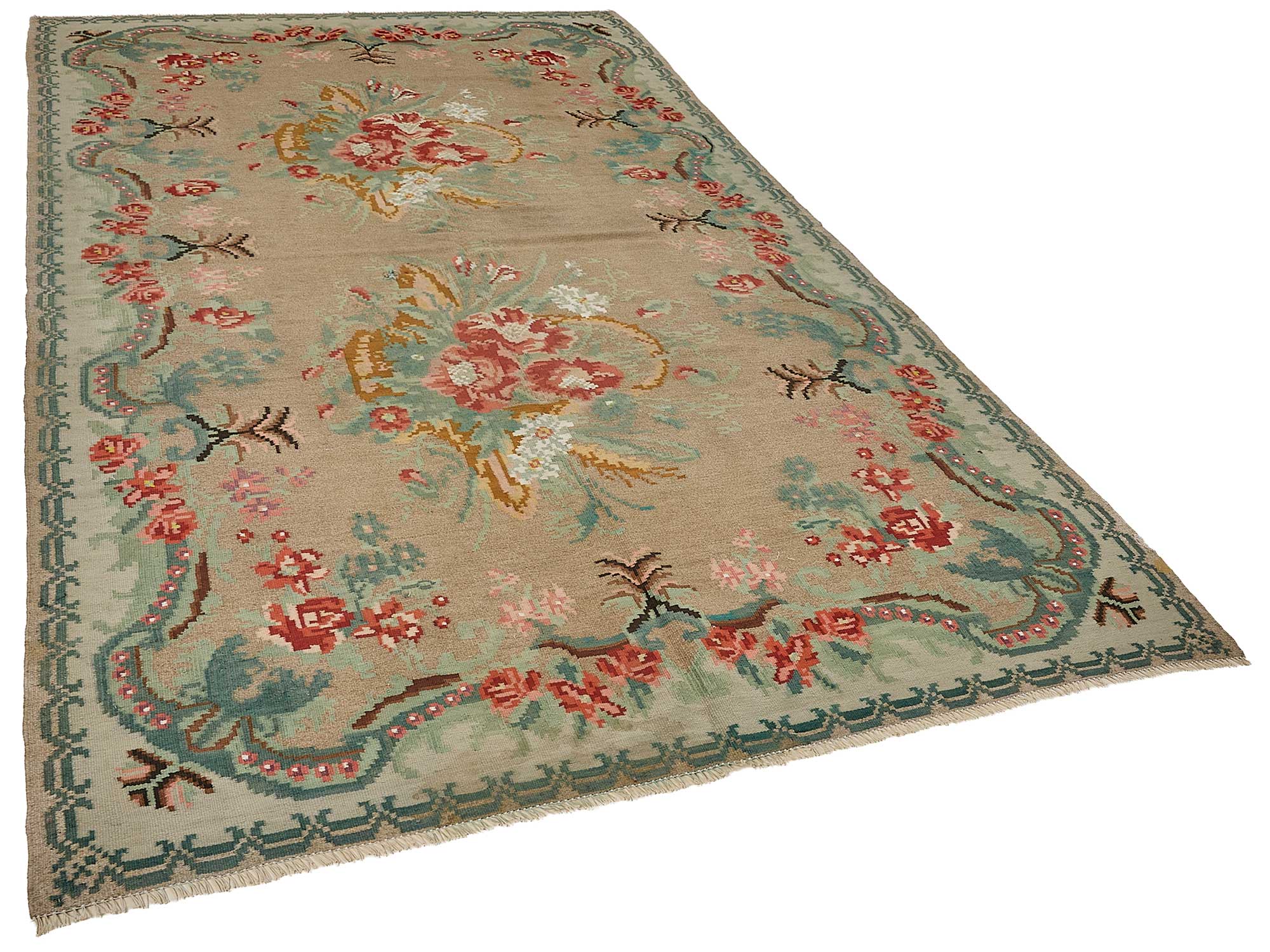 6x10 Beige Vintage Moldovan Kilim Rug - 51355