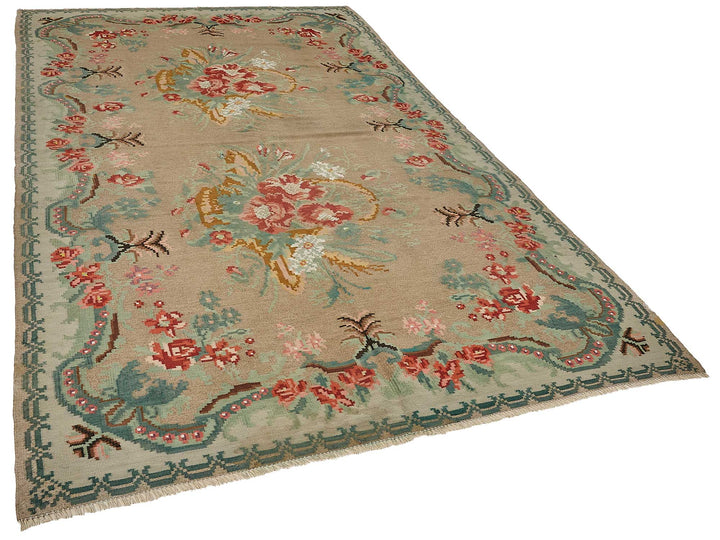 6x10 Beige Vintage Moldovan Kilim Rug - 51355