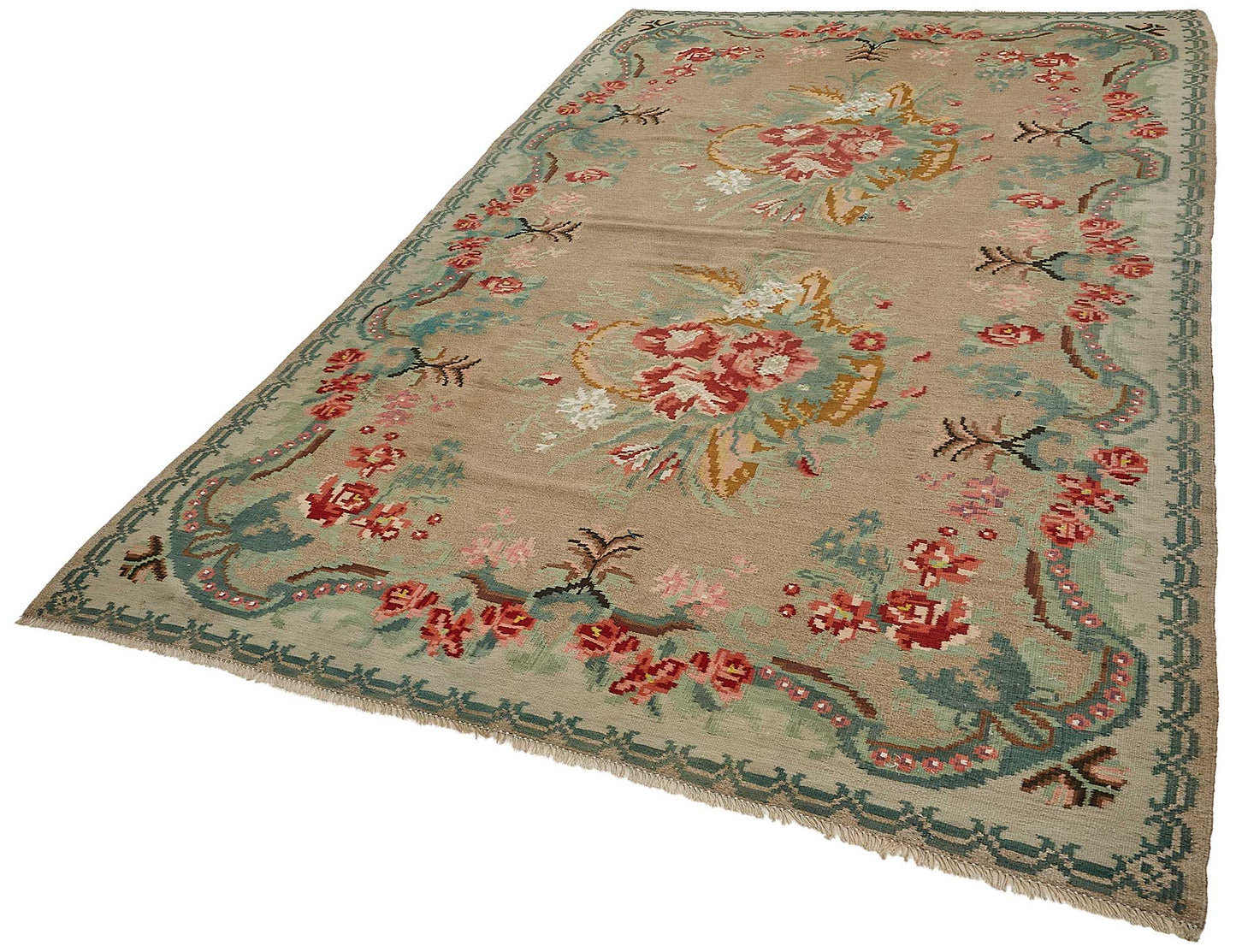 6x10 Beige Vintage Moldovan Kilim Rug - 51355