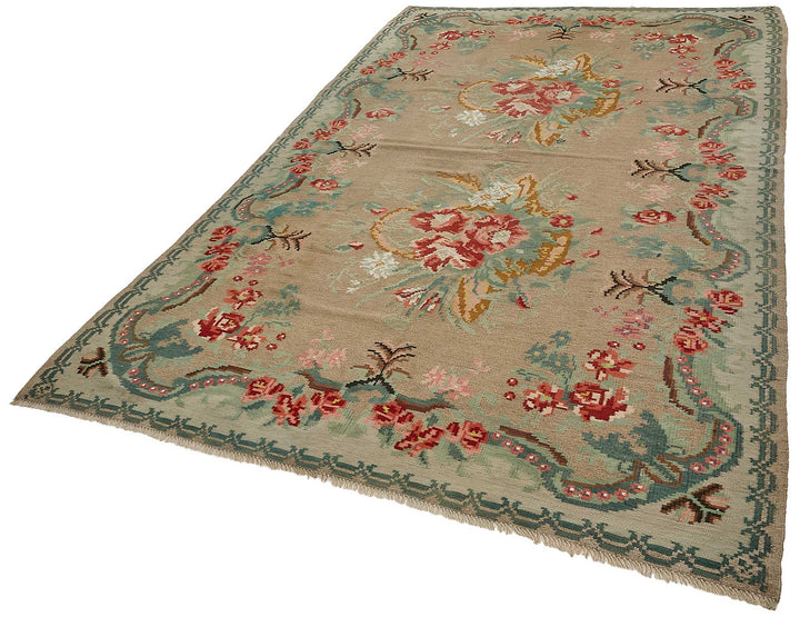 6x10 Beige Vintage Moldovan Kilim Rug - 51355