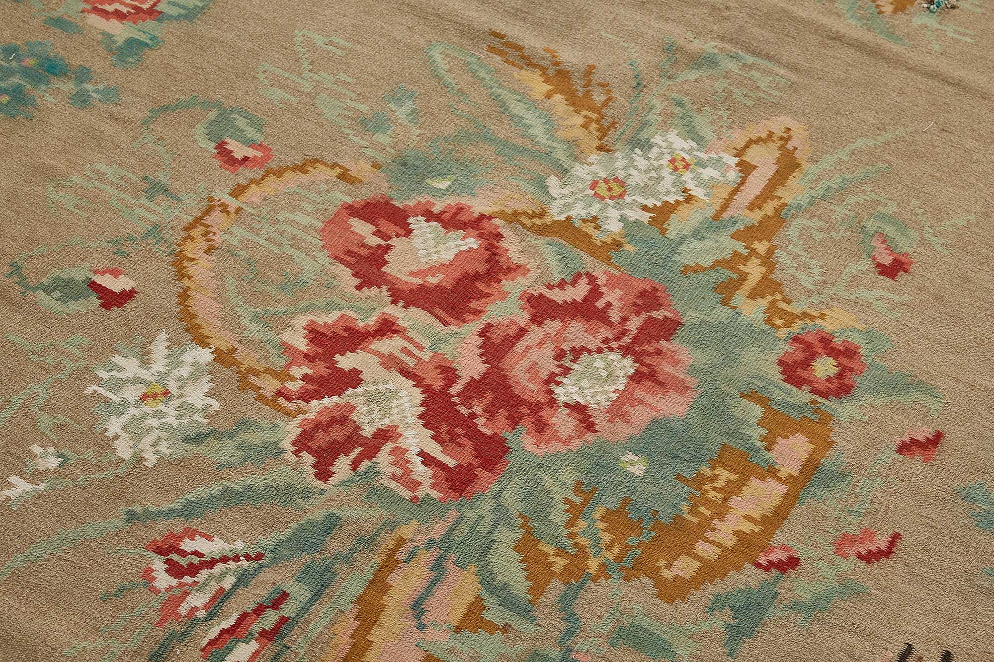6x10 Beige Vintage Moldovan Kilim Rug - 51355