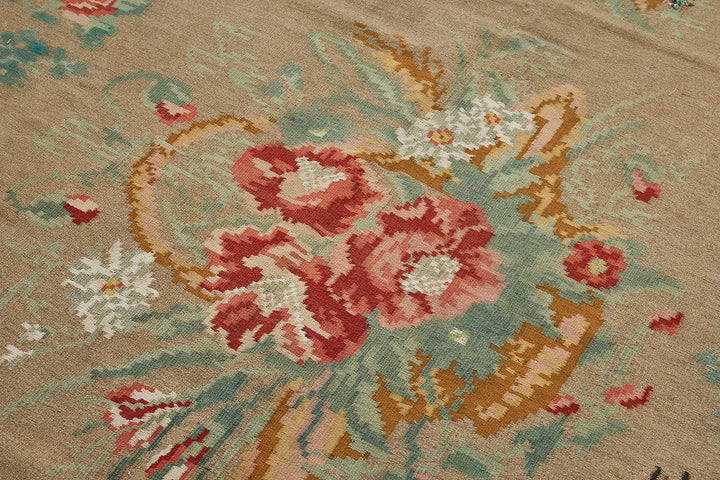 6x10 Beige Vintage Moldovan Kilim Rug - 51355