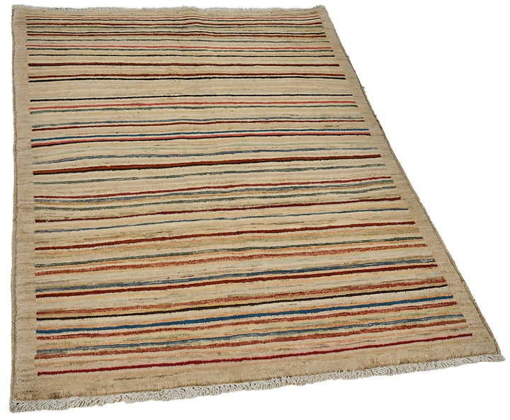 3x5 Beige Modern Striped Oushak Rug - 51387